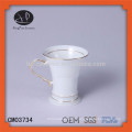 Tasse en céramique blanche pour tasse à café, tasse personnalisée avec bordure en or